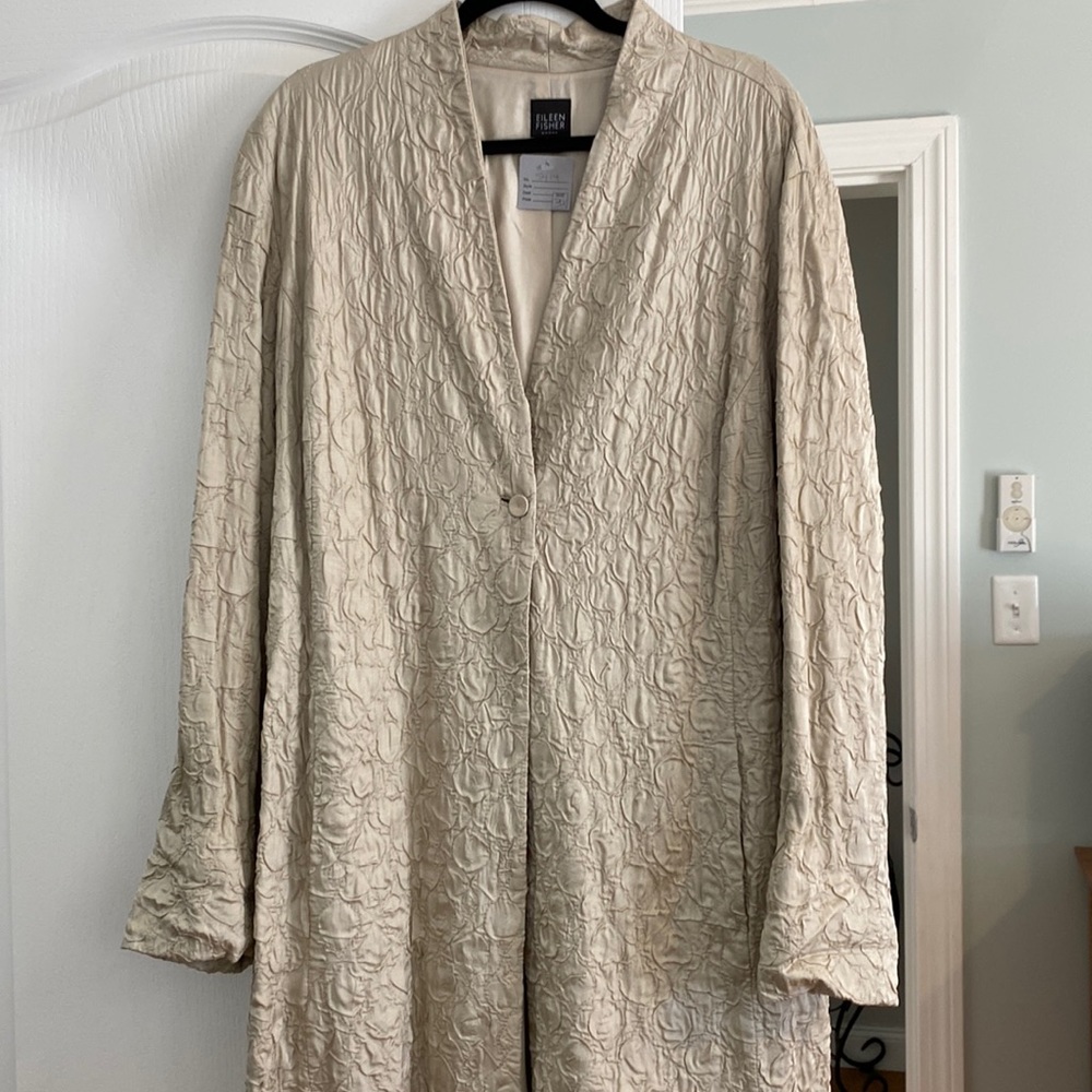 Eileen Fisher silk long jacket